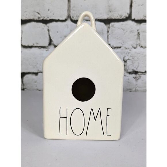 RAE DUNN "HOME" Graphic Square Ceramic Birdhouse #150 - Picture 1 of 3